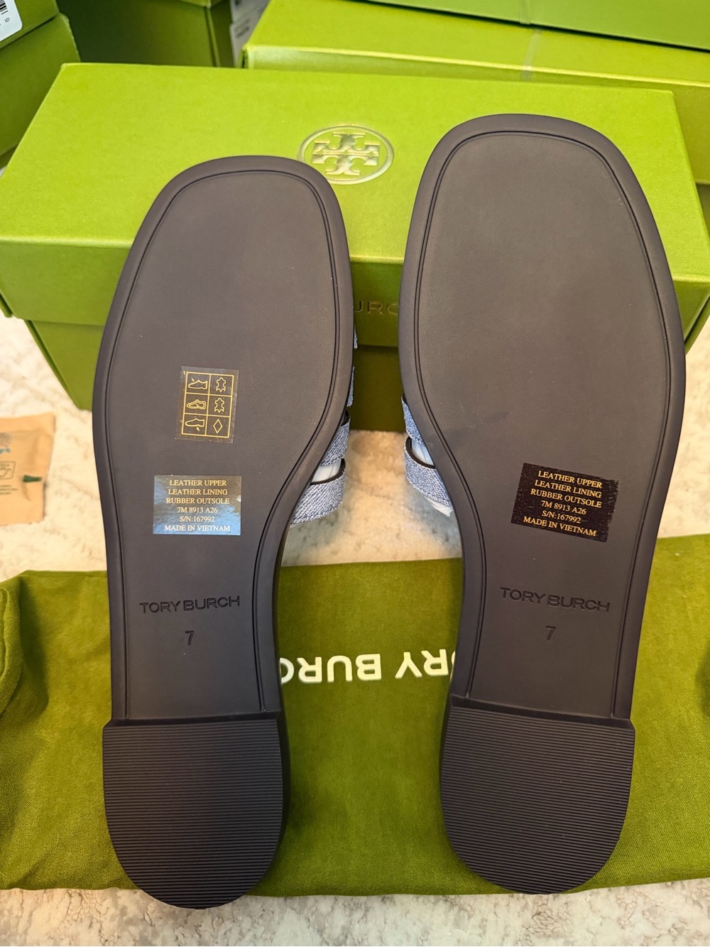 Tory Burch Denim Ines Slide Sandals - Picture 6 of 7